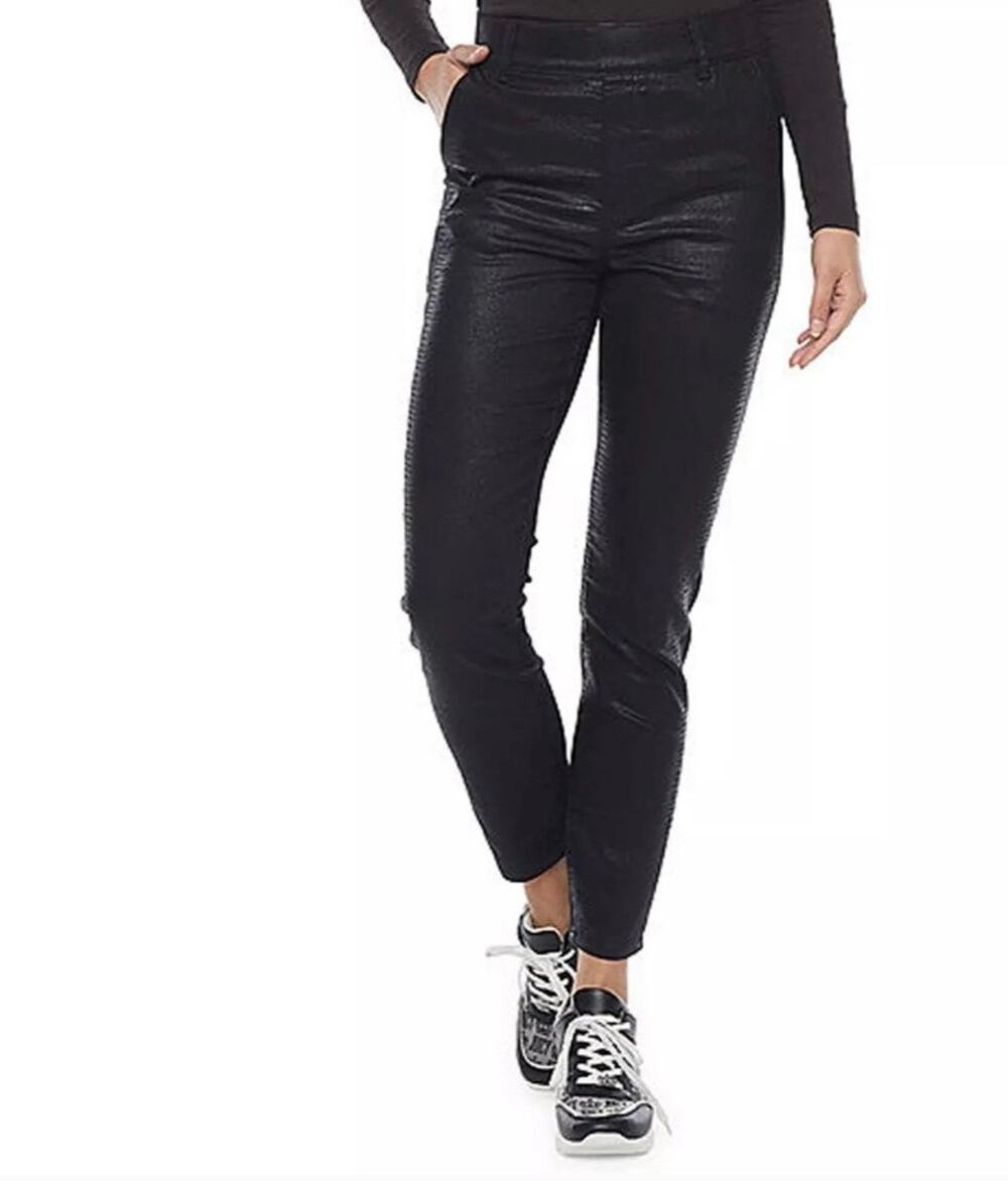 Juicy Couture Black High Rise Skinny Coated Snakeskin Jeans Size 27 NEW